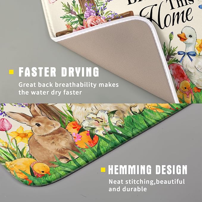 Easter Farmhouse Dish Drying Mat Funny Animal Dish Pad - Image 3
