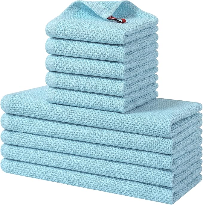 Homaxy 100% Cotton Kitchen Towels and Dishcloths Set, 12 x 12 Inches and 13 x by Homaxy