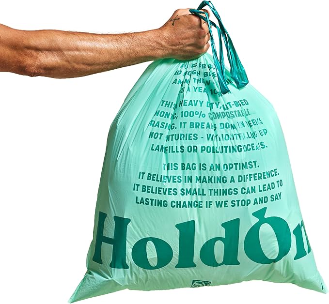HoldOn 13-Gallon Trash Bags – Plant-based Tall Kitchen Trash Bags by HoldOn