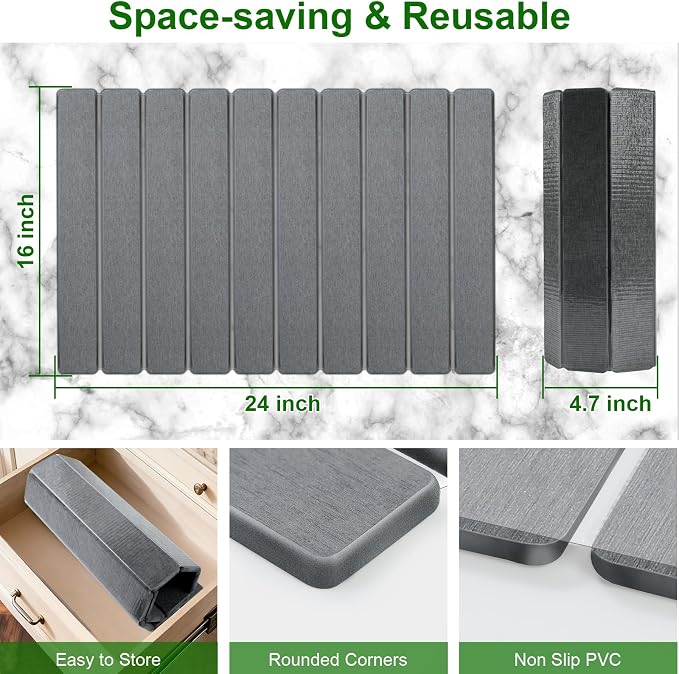 Large Stone Drying Mat for Kitchen Counter, Collapsible Stone Dish Drying Mats - Image 2