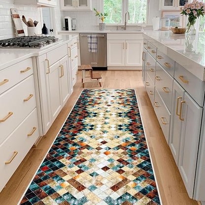 Runner Rug Washable 4x19 FT, Non Slip Rubber Backing Abstract Carpet, Soft Area Rugs for Bedroom Kitchen Hallway Entryway Bathroom, Customized