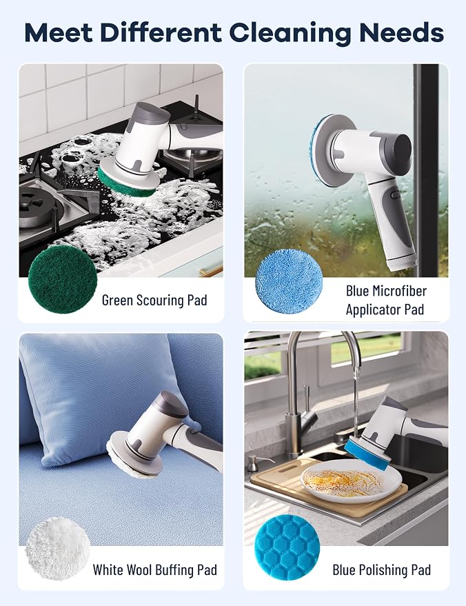 Electric Spin Scrubber, Power Scrubber Dual Speeds Cordless Shower Scrub Brush - Image 5