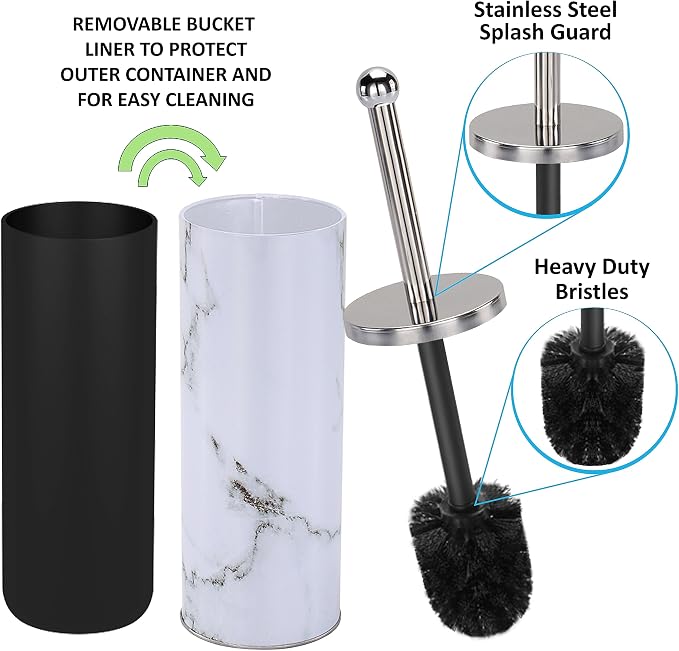Zahari Home Marble Toilet Bowl Brush and Holder - Image 2