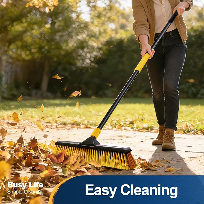 Yocada 18 Inch Push Broom Heavy-Duty Outdoor Commercial Broom Brush Stiff - Image 4