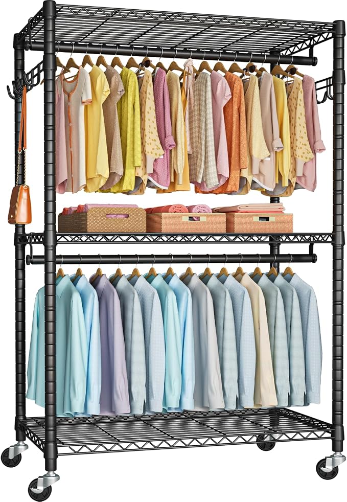 FUTASSI P1 Plus Rolling Clothes Rack, 22mm Diameter Heavy Duty Garment Rack by FUTASSI