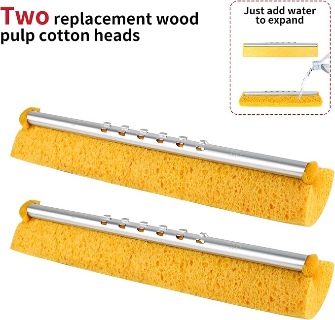 2 Pack of Replaceable Pop Up Cellulose Sponge Mop Heads, Size:12.8 Inch - Image 4
