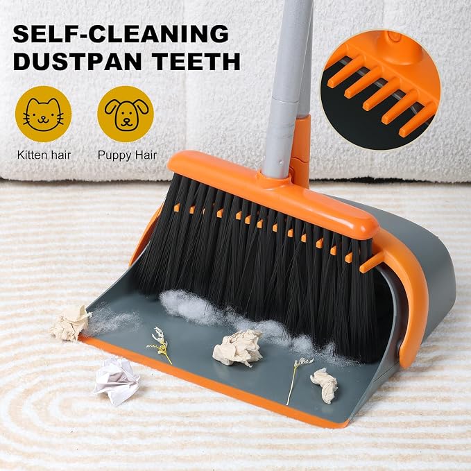 Broom and Dustpan Set with 54 Inch Long Handle - Image 5