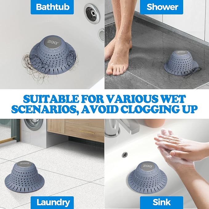 zaa Bathtub Drain Hair Catcher, Premium Silicone Collapsible One Pack Drain - Image 2