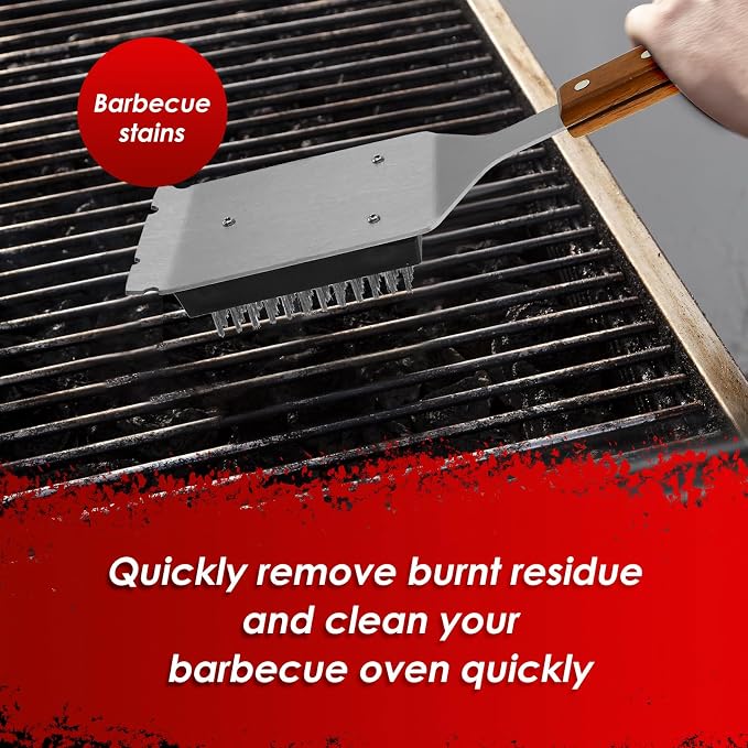 2Pcs Grill Cleaning Brush Set Ergonomic BBQ Brush and Scraper - Image 7