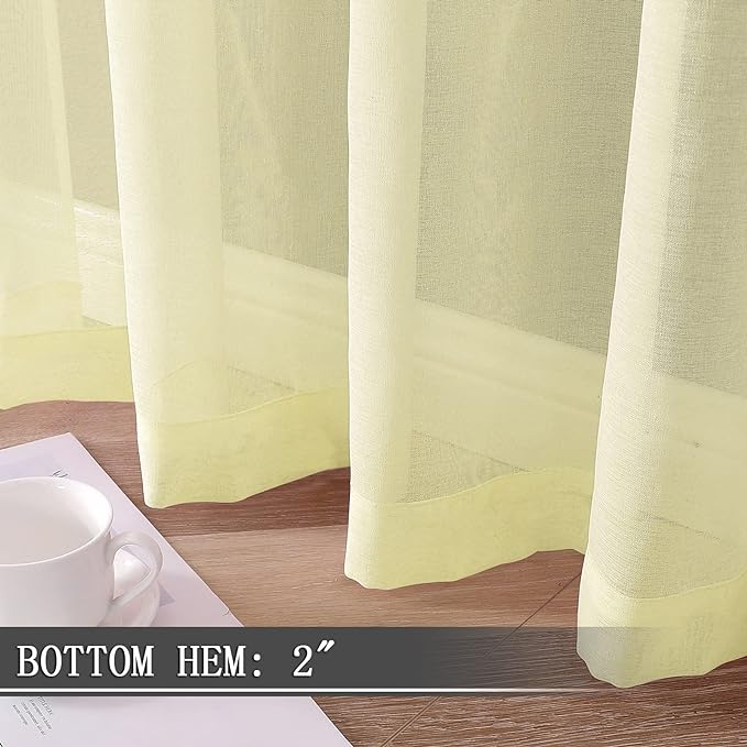 Tollpiz Sheer Curtains Linen Textured Bedroom Curtain Sheers Light Filtering - Image 4