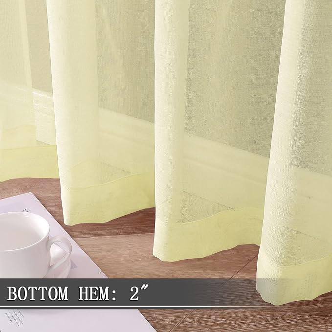 Tollpiz Sheer Curtains Linen Textured Living Room Curtain Sheers Light - Image 4