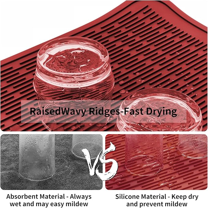 ZLR Silicone Dish Drying Mat for Kitchen Counter, Eco-Friendly Fast Dry Dish Mat - Image 2