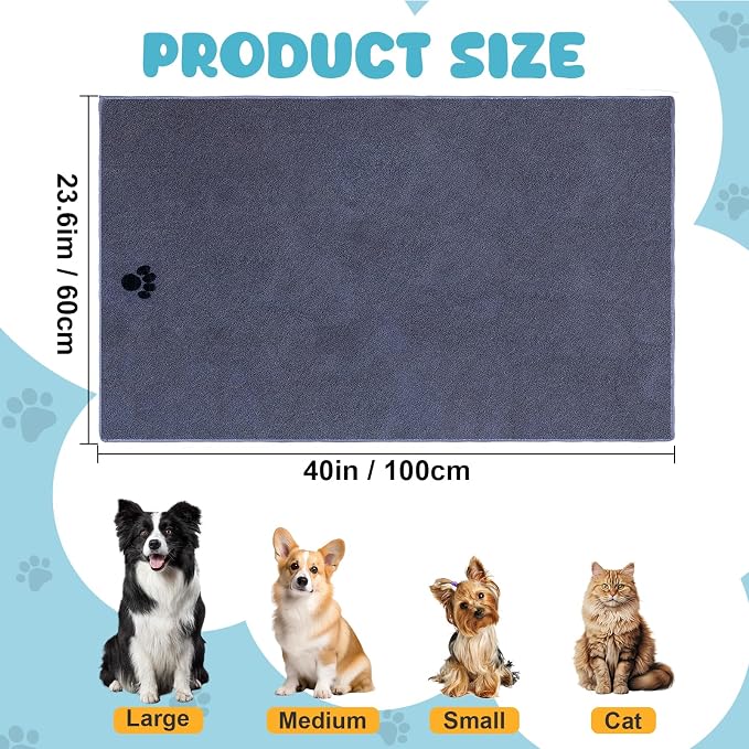 Microfiber Dog Towels for Drying Dogs, Super Absorbent and Soft Pet Grooming - Image 2