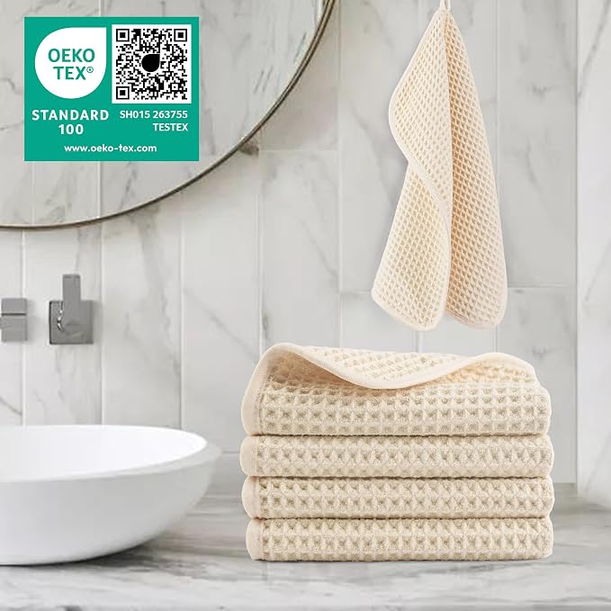 POLYTE 430 GSM Microfiber Lint Free Washcloth Face Towel, 13 x 13 in, 4 Pack - Image 2