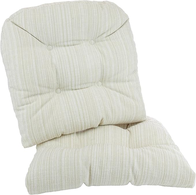 Klear Vu Gripper Overstuffed Universal Non-Slip Dining Chair Cushions for Kitchen Decor or Office Use, U-Shaped Skid-Proof Seat Pad, 17x17 Inches, 2 Count (Pack of 1), Chenille Cream