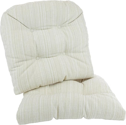 Klear Vu Gripper Overstuffed Universal Non-Slip Dining Chair Cushions for Kitchen Decor or Office Use, U-Shaped Skid-Proof Seat Pad, 17x17 Inches, 2 Count (Pack of 1), Chenille Cream
