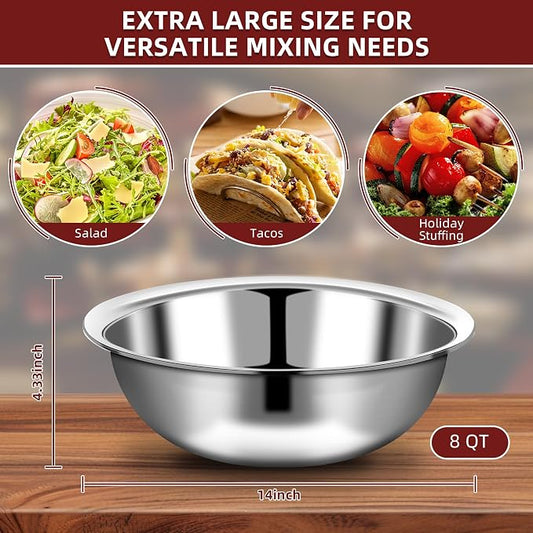 10 Pcs Stainless Steel Mixing Bowls Metal Mixing Bowls Extra Large Basin Salad - Image 2