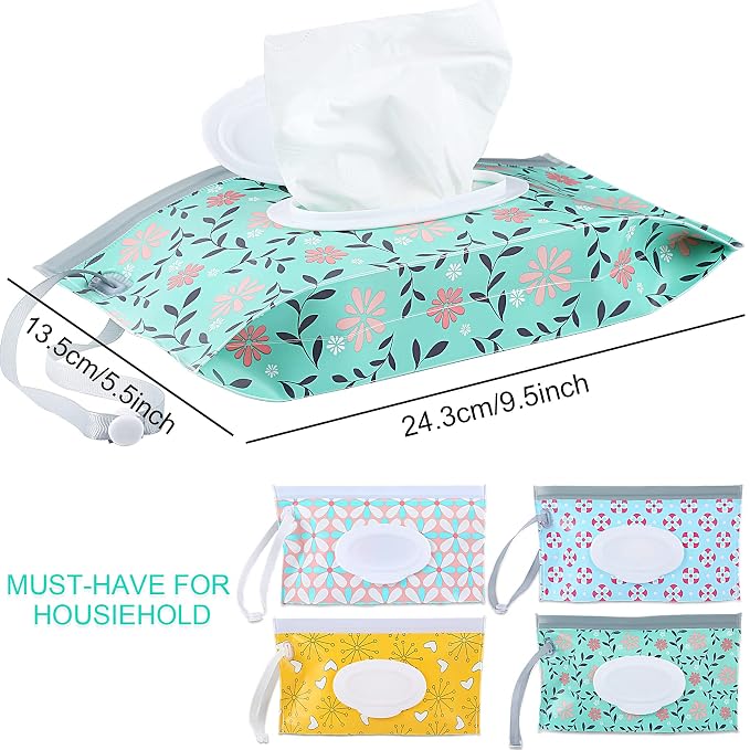 FEBSNOW 4 Pack Baby Wipe Dispenser, Portable Refillable Wipe Holder, Baby Wipes - Image 2
