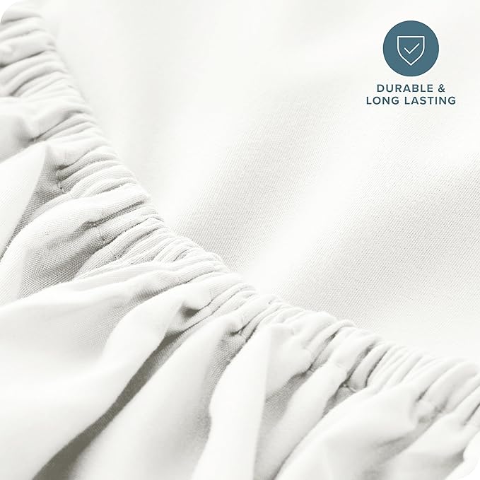 Bare Home Fitted Bottom Sheet California King Size - Premium 1800 Microfiber - Ultra-Soft Hotel Luxury - Deep Pocket - Durable and Long Lasting (Cal King, Cream)