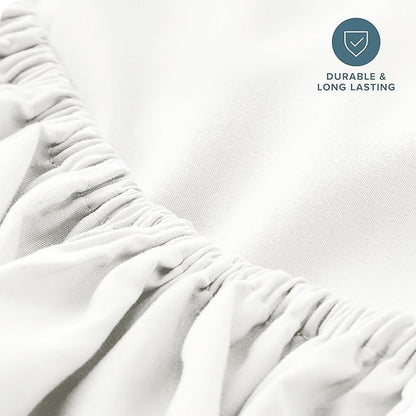 Bare Home Fitted Bottom Sheet California King Size - Premium 1800 Microfiber - Ultra-Soft Hotel Luxury - Deep Pocket - Durable and Long Lasting (Cal King, Cream)