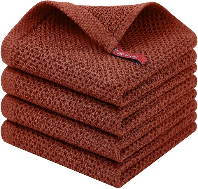Homaxy 100% Cotton Waffle Weave Kitchen Dish Cloths, Quick Drying Dish Rags by Homaxy