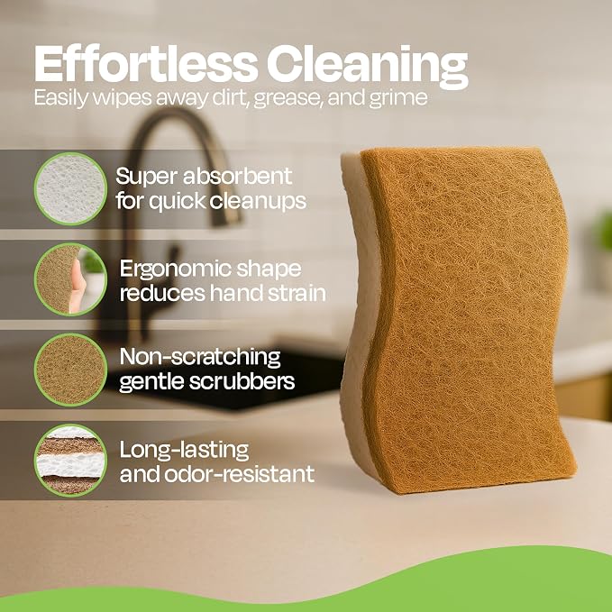 Natural Kitchen Sponges Pack of 12 - Image 7