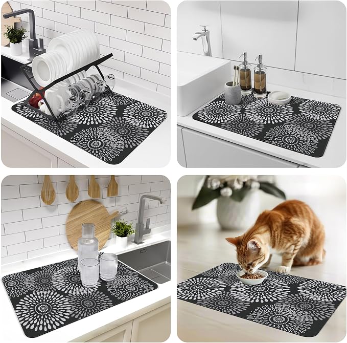 LuxStep Dish Drying Mat Super Absorbent Kitchen Counter Mat Rubber Backing - Image 7