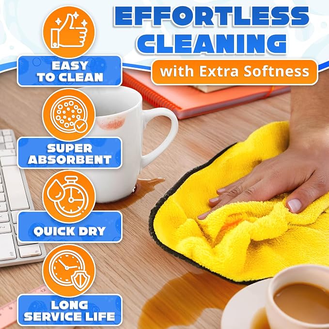 5 Pcs Thick Microfiber Cleaning Cloth – Dual-Layer Cleaning Rags, High-Tensile - Image 4