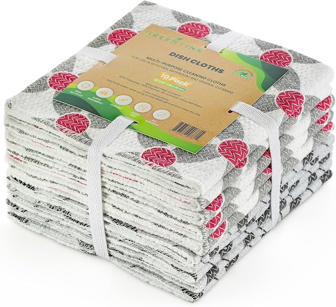 Eco-Friendly Reusable Dish Cloth Set – 10-Pk Multipurpose Kitchen Cleaning by Greentink