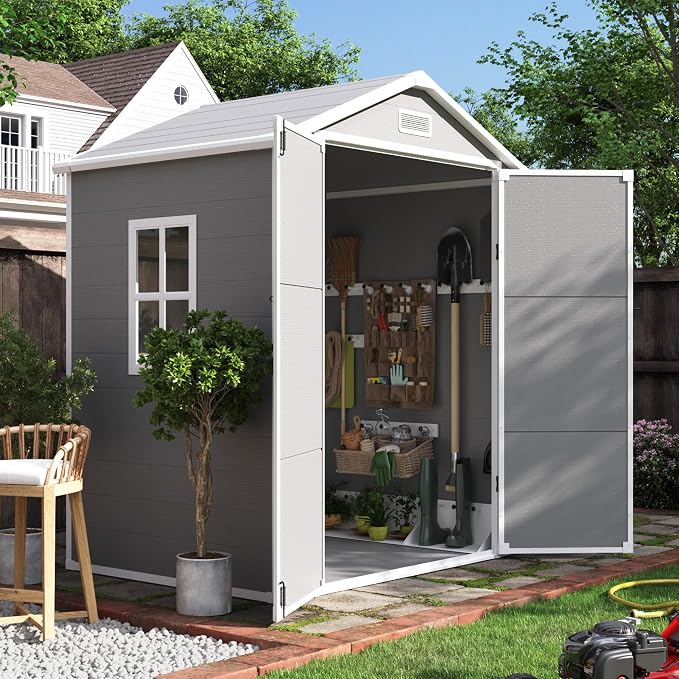 UDPATIO Outdoor Resin Storage Shed 6x4.5 FT, Plastic Garden Shed by UDPATIO
