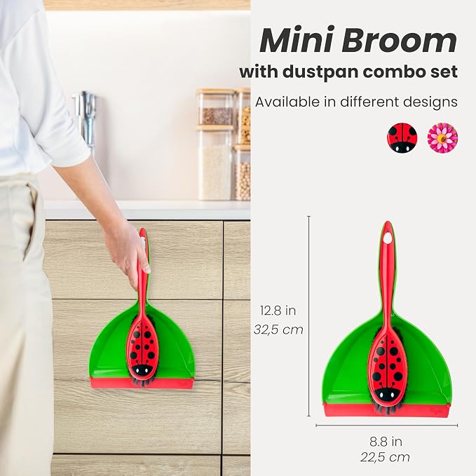 Vigar Ladybug Dust Pan and Brush Handy Set, 12-3/4-Inches - Image 2