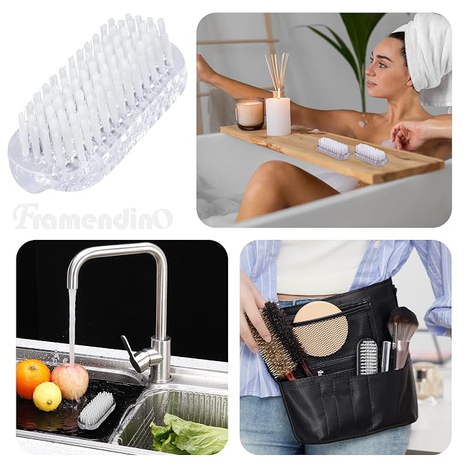 Framendino, 4 Pack Cleaning Nail Brushes Two Sided Hand Scrubbing Brush Plastic - Image 4