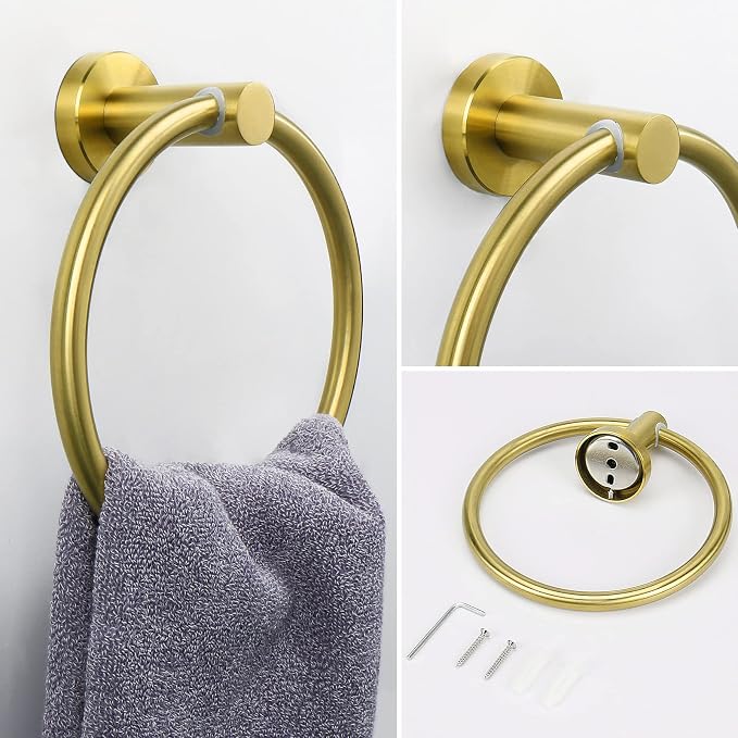 NearMoon 2 Pieces Bathroom Hardware Accessories, Towel Ring and Toilet Paper - Image 2