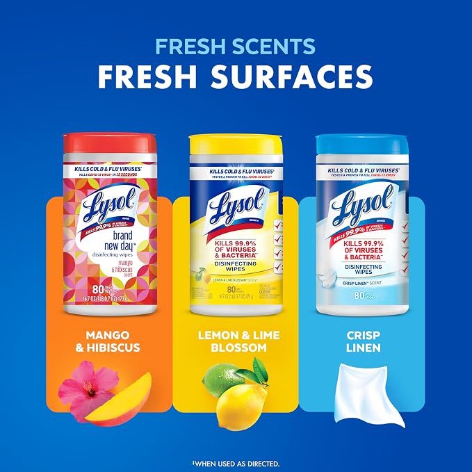 Lysol Disinfecting Wipes Bundle, Home Apartment Dorm Room Essentials and - Image 7