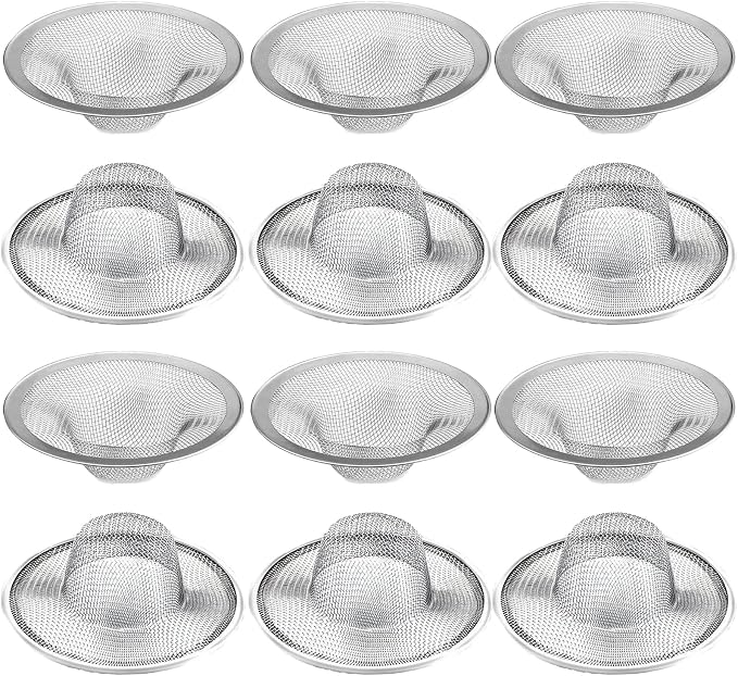 12 pcs Heavy Duty Stainless Steel Slop Basket Filter Trap, 2.75" Top / 1" Mesh by BESSEEK