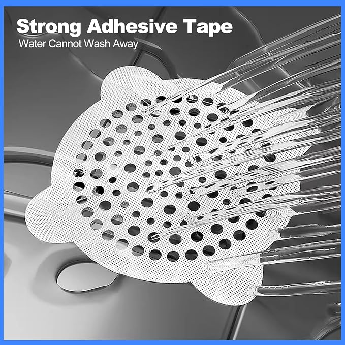30 Pack Disposable Shower Drain Hair Catcher, Round 4-Ear Glass Fiber Stickers - Image 3