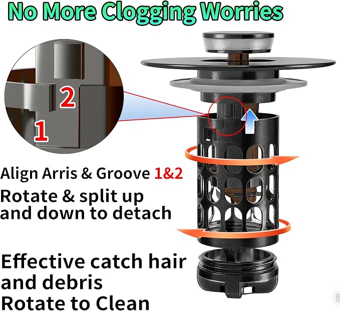 Sink Stopper Bathroom Drain, Universal Bathroom Sink Drain Strainer - Image 4