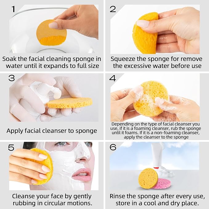 60-Count Compressed Facial Sponges|100% Natural Kickleen Cellulose Cosmetic Spa - Image 6