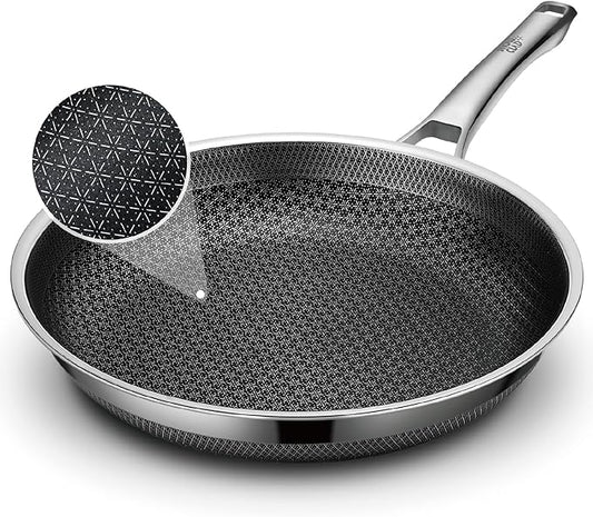 SNOWCLAD 12 Inch Hybrid Nonstick Frying Pan, Stainless Steel Skillet, by SNOWCLAD