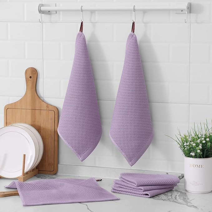 Kitinjoy 100% Cotton Kitchen Dish Cloths, 6 Pack Waffle Weave Ultra Soft - Image 6