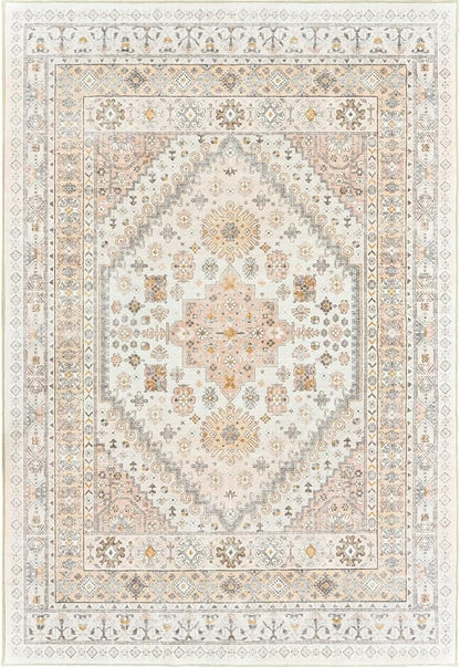 zesthome 5x7 Area Rugs - Ultra-Thin Washble Rug, Stain Resistant Anti Slip Backing Rugs for Living Room,Bedroom, Vintage Home Decor Area Rug