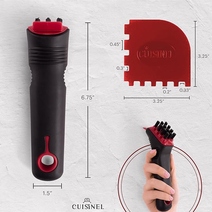Cuisinel Cast Iron Scrubber Cleaning Brush + Pan/Grill Scraper - Image 3