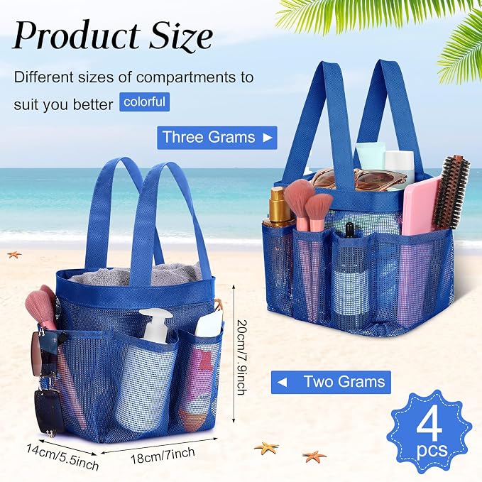 Hillban 4 Pcs Mesh Shower Caddy Portable Large Quick Dry Shower Caddy Basket - Image 2