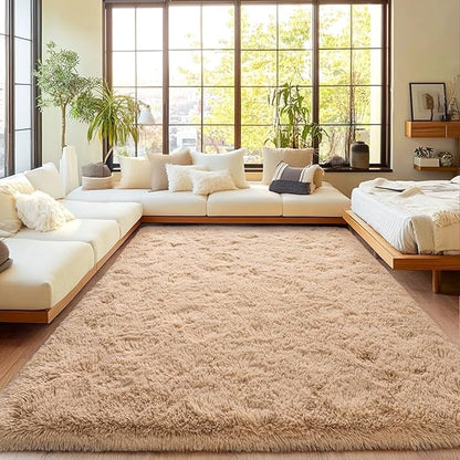Area Rugs for Living Room, Soft Shaggy Carpets for Living Room, Fuzzy Rugs for Kids' Room, Perfect Decor for Modern Home Camel 9x12 Feet