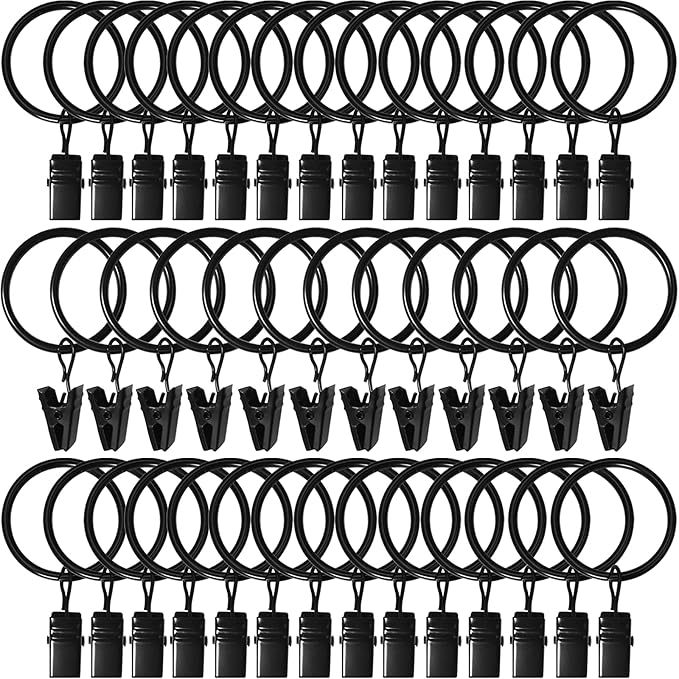 40 Pack Curtain Rings with Clips, Drapery Clips with Rings, Drapes Rings 1.26 by AMZSEVEN