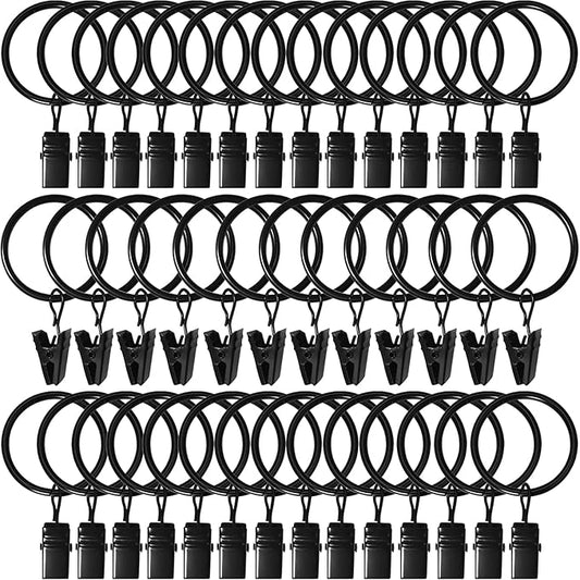 40 Pack Curtain Rings with Clips, Drapery Clips with Rings, Drapes Rings 1.26 by AMZSEVEN