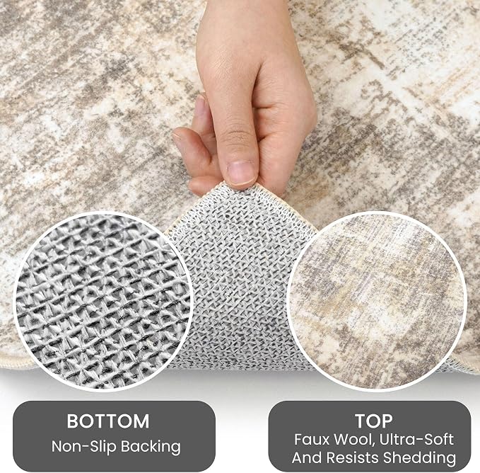 IOHOUZE Round Area Rug 5 Ft Circle Entryway Rugs Round Washable Door Mat Indoor - Image 4