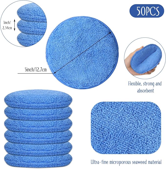 Tanlade 50 Pcs Car Detailing Microfiber Applicator Pad Wax Applicator Wash - Image 3