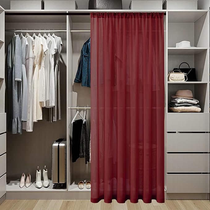 Tollpiz Short Sheer Door Curtain Closet Linen Textured Curtain Sheers Doorway - Image 3