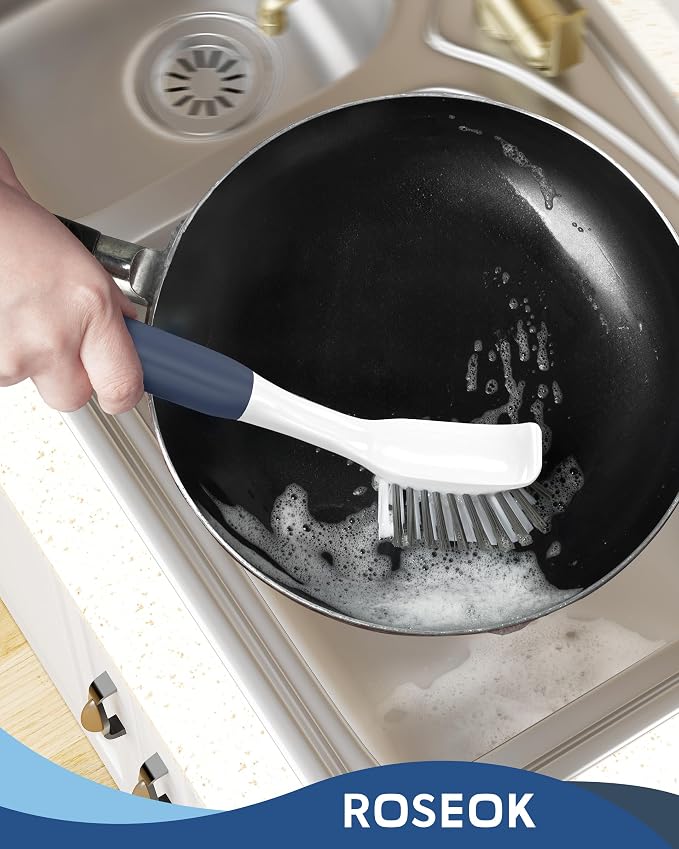 Dish Brush with Built-in Scraper, Kitchen Scrub Brush - Image 7